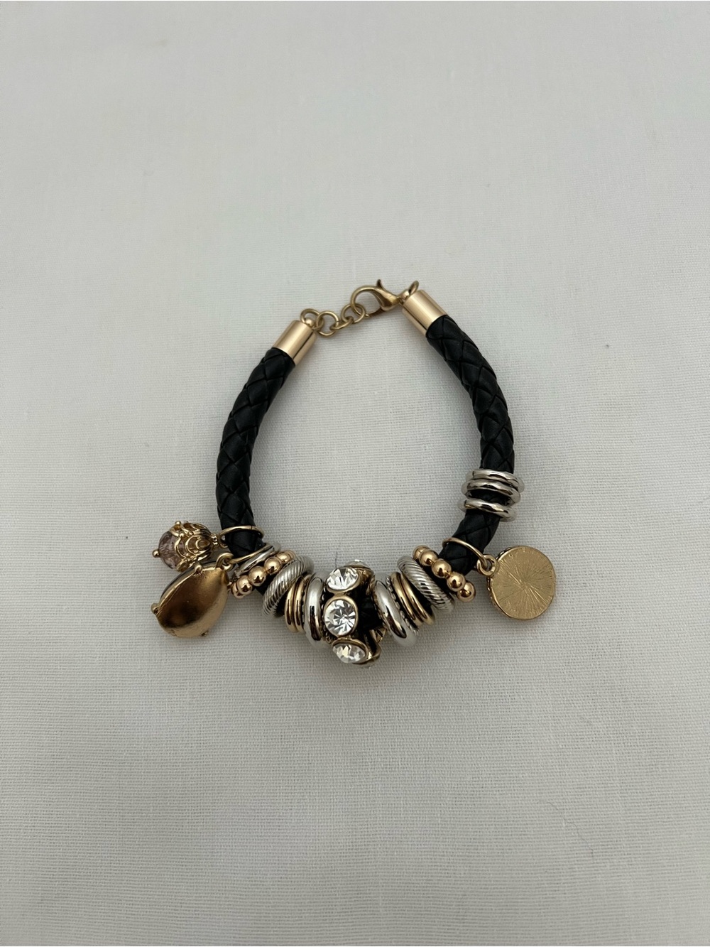 Gold and Black Charm Bracelet - Designer Style Women Jewelry